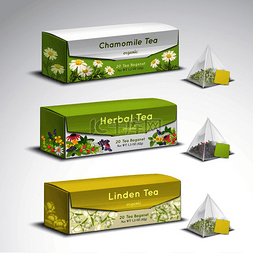 茶包装包装设计图片_精致的有机草药茶混合金字塔茶包