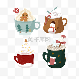 幽默的文字图片_圣诞可爱咖啡奶油热饮