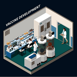 免疫接种图片_疫苗开发等距背景与科学家在实验