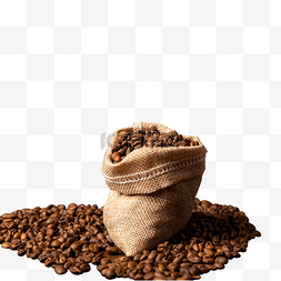 小麻袋装着咖啡豆饮品