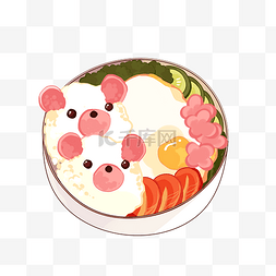餐盘餐盘图片_创意小猪饭团宝宝餐儿童餐