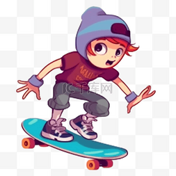 滑滑板插画图片_运动人物滑滑板的儿童