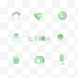 娱乐清新淡绿色毛玻璃半透明图标