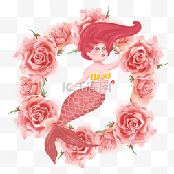 优雅美人鱼粉红玫瑰花环