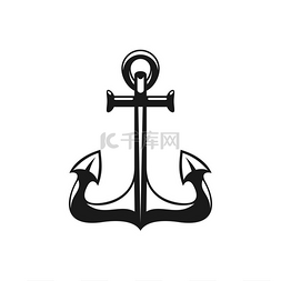 矢量船锚图片_航海符号孤立的黑色船锚矢量海上