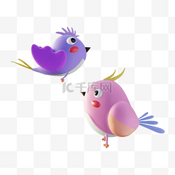 小鸟图片_3D卡通可爱立体小鸟