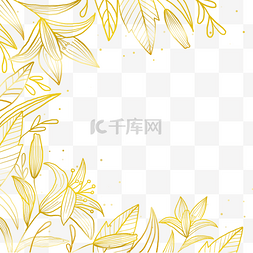 金色花卉边框金色的线条花朵