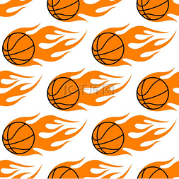 橙色游戏背景图片_火焰橙色篮球无缝图案方形重复图