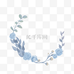 蓝色边框花朵图片_蓝色圆形婚礼玫瑰边框