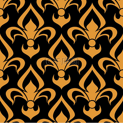 复古金色鸢尾花图案用于纹章背景