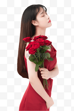 女孩节图片_情人节美女玫瑰花鲜花