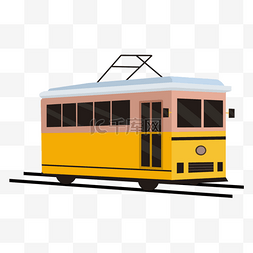 电车黄色复古卡通