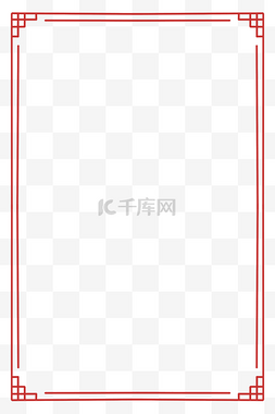 春节图片_新年红色线描中式花纹边框
