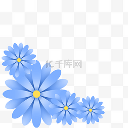 蓝色剪纸花朵图片_夏季剪纸风蓝色花朵