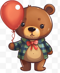 扁平童趣卡通图片_卡通气球可爱小熊