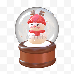 3DC4D立体圣诞节雪人水晶球