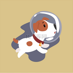 逗人图片_杰克罗素小狗宇航员字符飞行在空