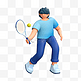 3D立体C4D动作运动网球比赛人物