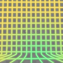 绿色黄色霓虹光感发光空间透视网