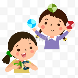 快乐爸爸妈妈图片_卡通日本传统游戏御手玉女孩们在