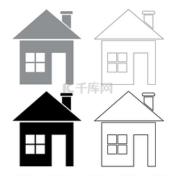 外轮廓图片_房屋图标插图灰色和黑色房屋图标