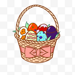 彩色彩蛋复活节篮子剪贴画