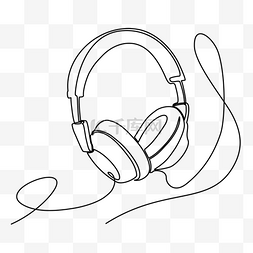 耳机图片_右边耳机线条艺术画