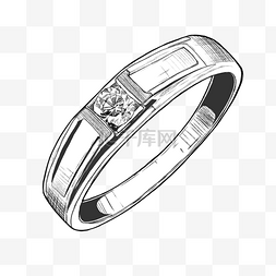 钻石黑白图片_素描钻石戒指