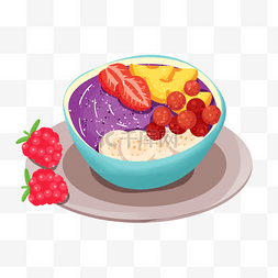 奶昔冰沙图片_巴西莓果碗丰富的水果搭配