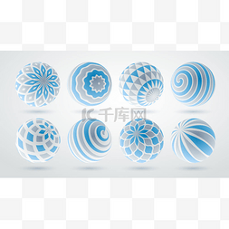 抽象球体矢量集、装饰图案球集合