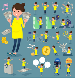 卡通money图片_扁平型怀孕 women_money