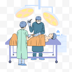 卡通医生团队图片_外科医生手术医疗卡通