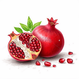 红色水果图片_红色切开的石榴水果