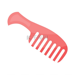 梳子上头发图片_矢量图的白色背景上的红色梳子。