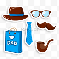 眼镜和眼镜盒图片_父亲节礼帽胡子领带烟斗贴纸组图