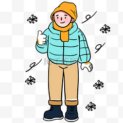 保暖冬季图片_冬季保暖穿棉衣戴帽子手套