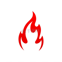火的标签图片_火篝火孤立矢量图标红色火焰燃烧