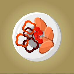 平面分类图片_带胡椒​​和胡萝卜的盘子，健康