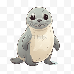 动物海豹图片_卡通可爱手绘动物小动物元素海豹