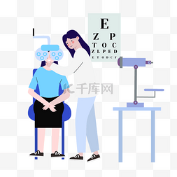 眼睛设计图片_眼睛治疗美女医生正在检查视力