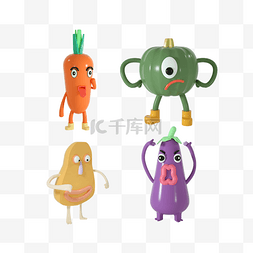 土豆拟人图片_3D立体拟人蔬菜怪物表情包
