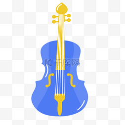 黄色喇叭喇叭图片_蓝色黄色国际爵士节乐器小提琴