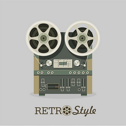 老式录音机图片_老式卷对卷磁带录音机复古风格的