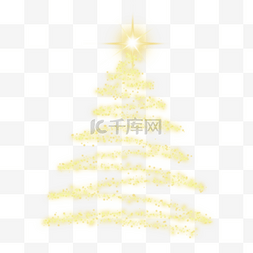 带雪的松树图片_圣诞灯效闪烁金色颗粒灯带