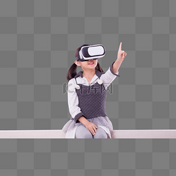 科技手指图片_VR眼镜科技手指触摸女孩