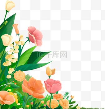 春天妇女节清明节厚涂手绘唯美鲜花前景装饰春分