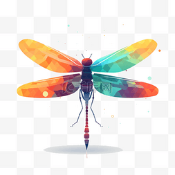 张开翅膀的彩色蜻蜓