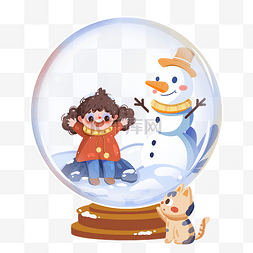 冬天冬季雪景水晶球
