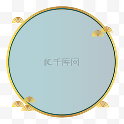 国潮圆框图片_简约国潮绿金圆框