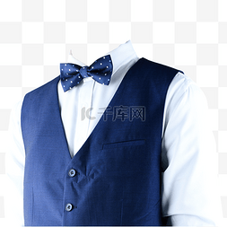 蓝马甲领结白衬衫摄影图